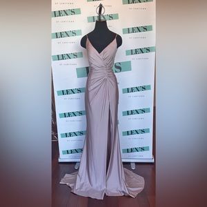 V neck high slit dress